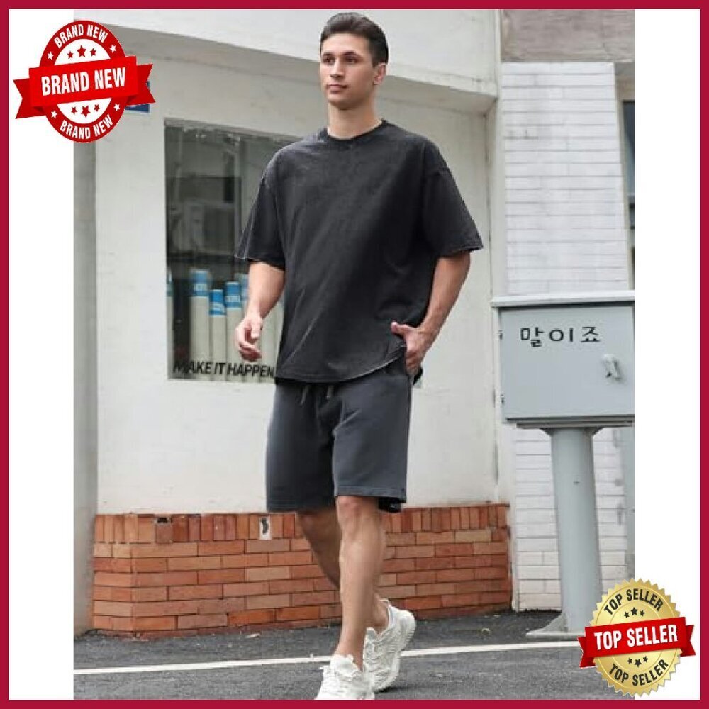 Men's Oversized Cotton T-Shirt Unisex Loose Fit Casual Basic Tee - Picture 7 of 8